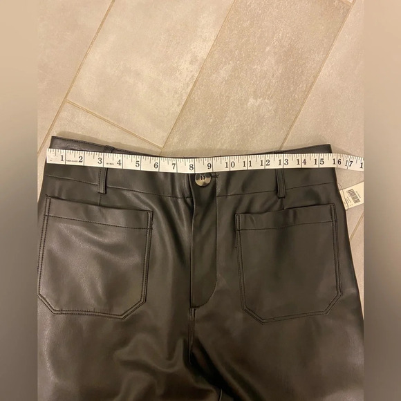 NWT Maeve The Collette Cropped Wide Leg Faux Leather Pant Black PETITE Size 31 - Picture 8 of 9